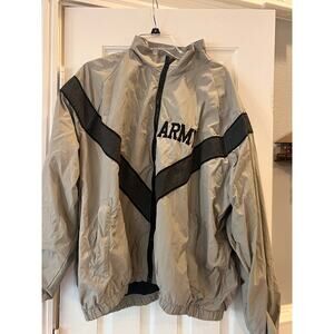 US Military Army Windbreaker Jacket Men Large Utility Workwear Activewear Stains